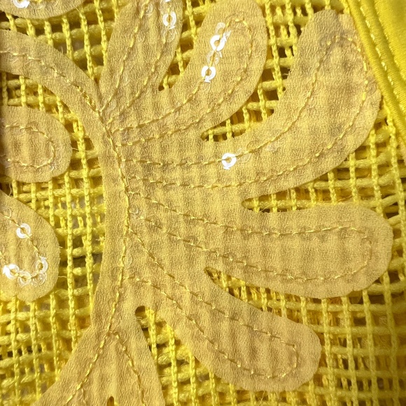 # A112   FT INC Sun-Kissed Boho Yellow Mesh Peplum Top  Festival vibes NWT  M - Picture 5 of 9